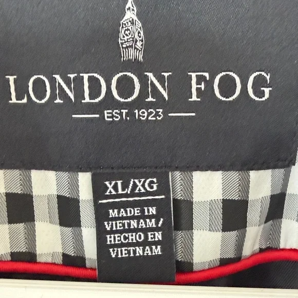 London Fog Black and White Houndstooth Trench Coat Size XL - Picture 4 of 16